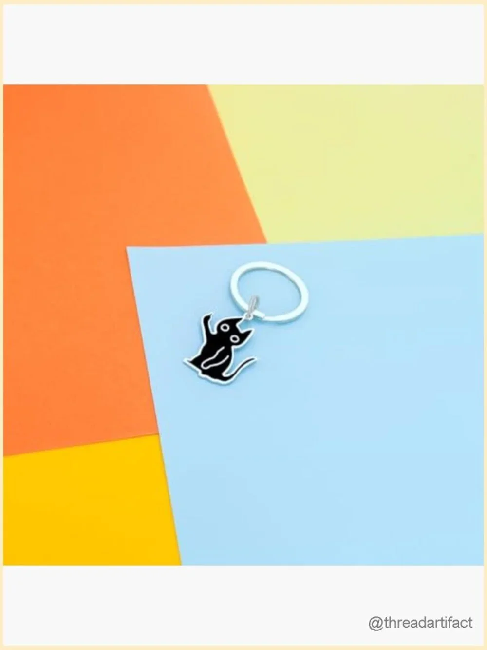 Gothic Cat Keychain with Middle Finger - Funny Cat Lover Gift, Sarcastic